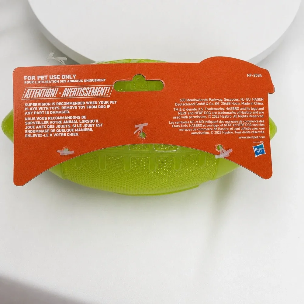 Nerf Dog Glow Squeak Football Toy Lime Green Glow in the Dark NF-2584 New